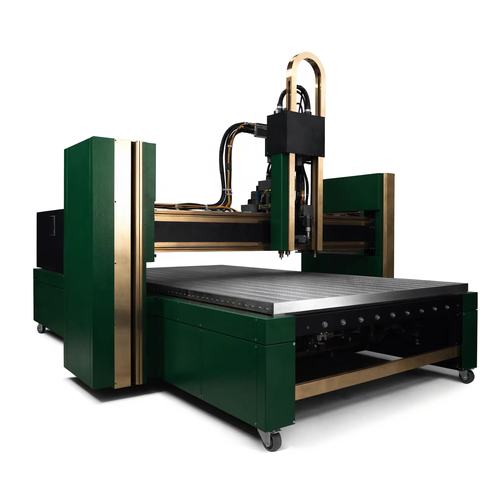 Fiber laser cutting sheet metal on the floor